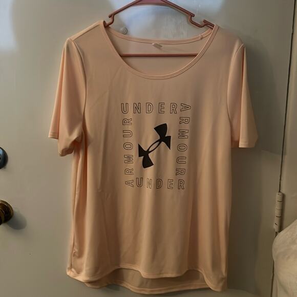 Under Armour Loose Crew Neck UPF Heat Gear L Pink/Black Casual Activewear Pastel - Picture 1 of 7